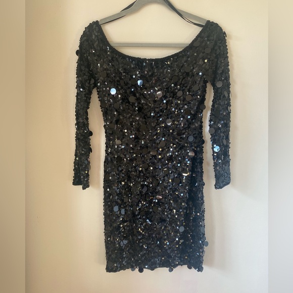 Black Sequin Mini Party Dress - Picture 11 of 15